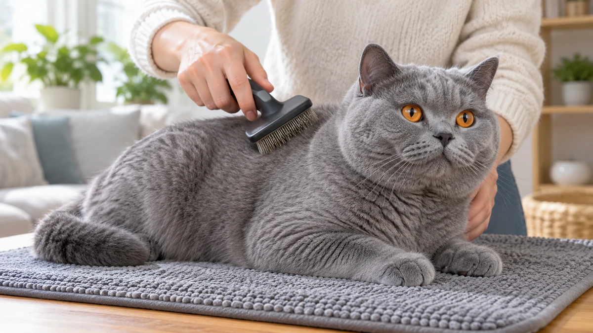 British Shorthair yavru kedi — tüy bakımı ve fırçalama