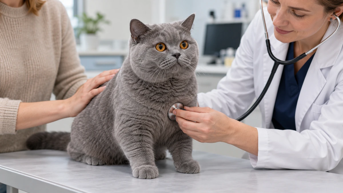 British Shorthair kedi — veteriner kontrolü