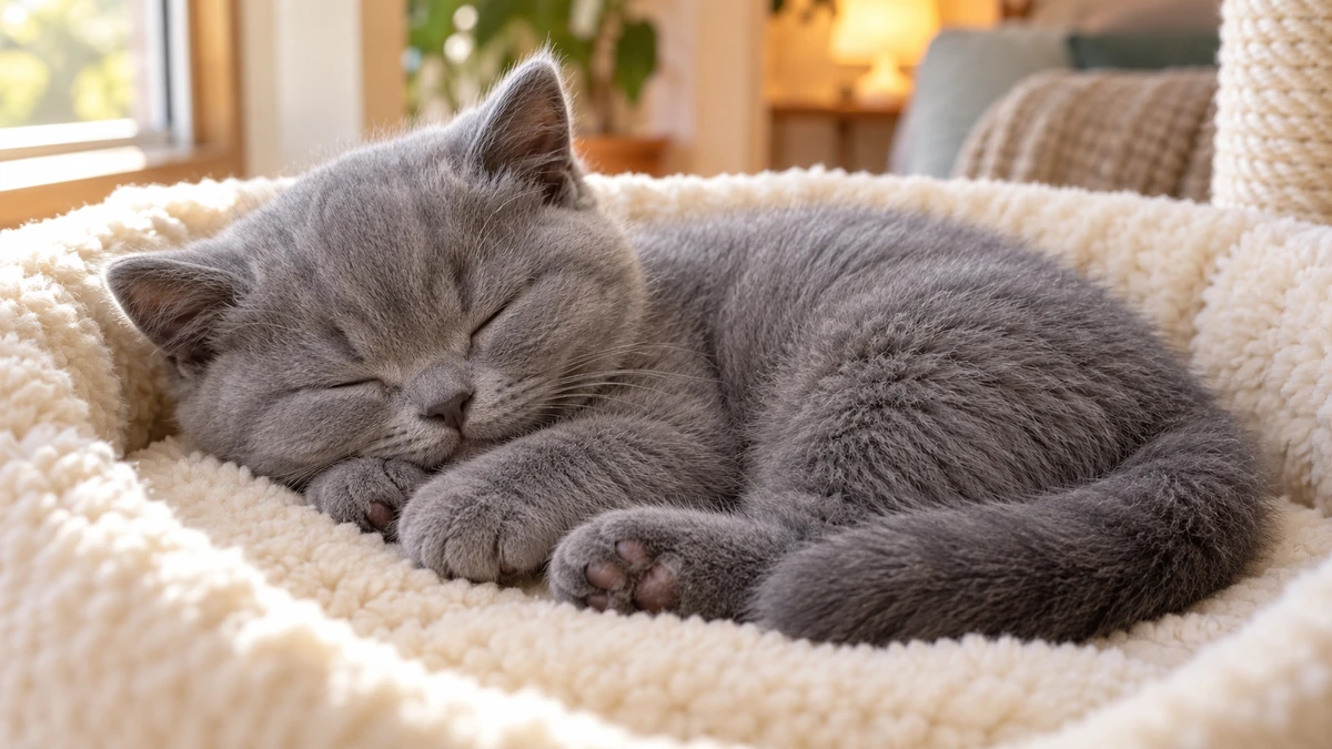 British Shorthair ilan — uyuyan British Shorthair yavru ilan fotoğrafı